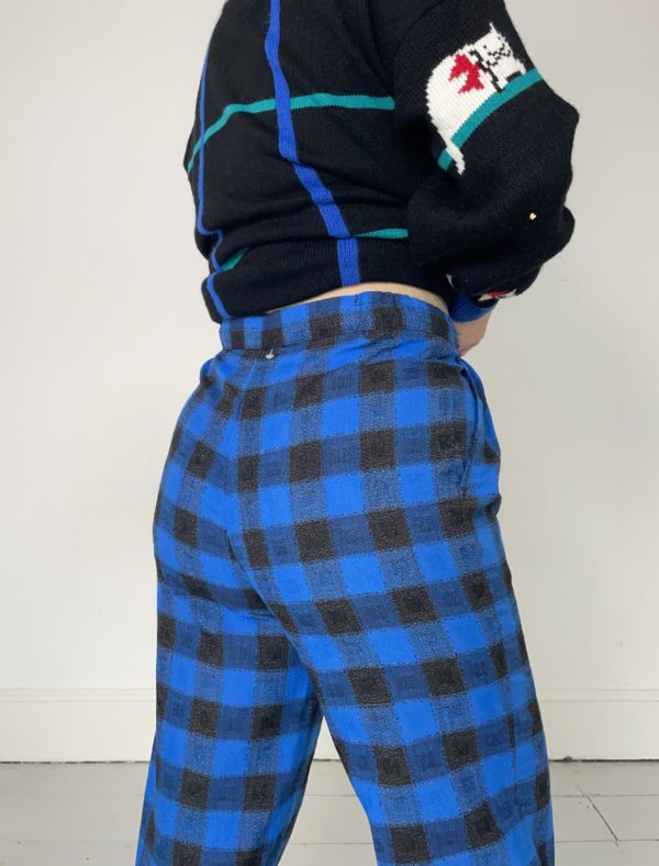 Black and Blue Checked Trousers UK Size 10 6