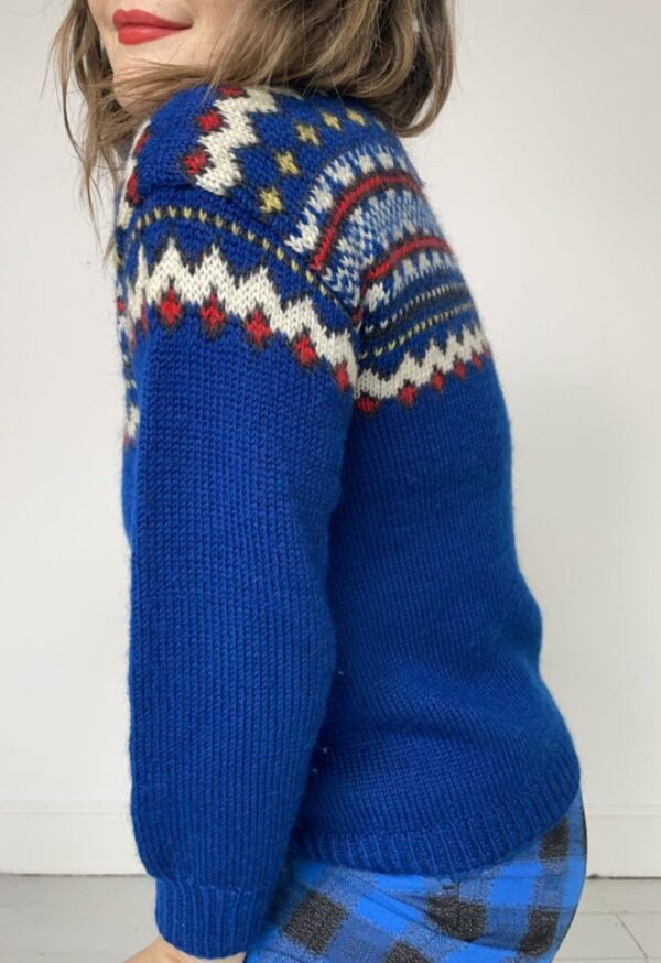 Blue Nordic Fair Isle Knitted Jumper UK 8-10 - Image 2