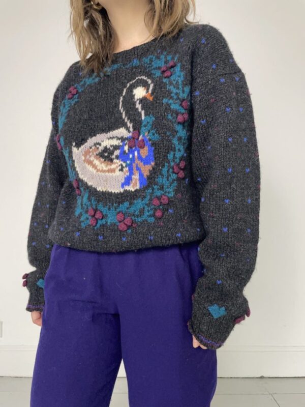 Grey Woolrich Swan Wreath Jumper Uk Size 10-14 - Image 3
