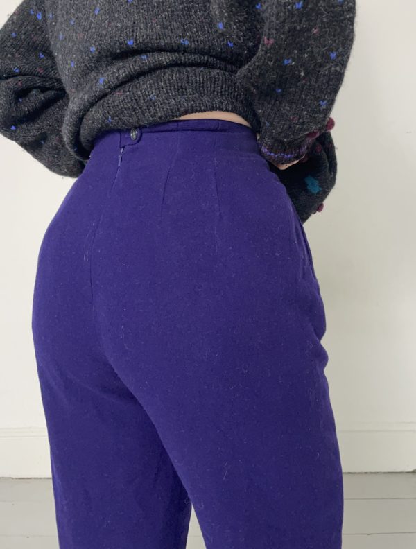 Navy Blue Cashmere and Wool High Waisted Trousers UK 8 3