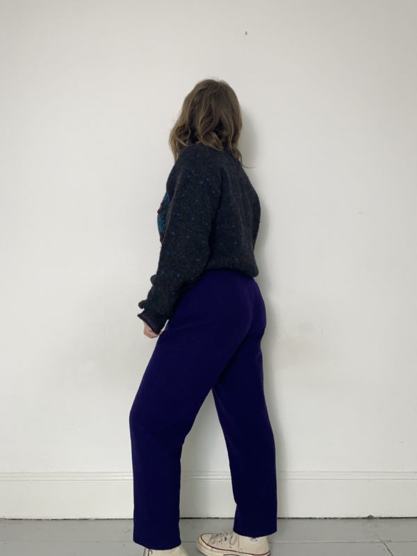 Navy Blue Cashmere and Wool High Waisted Trousers UK 8 4