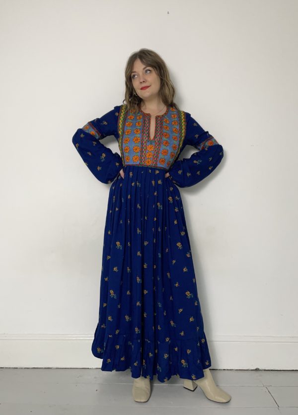 Embroidered 70s Afghan Maxi Dress UK Size 8-10 1