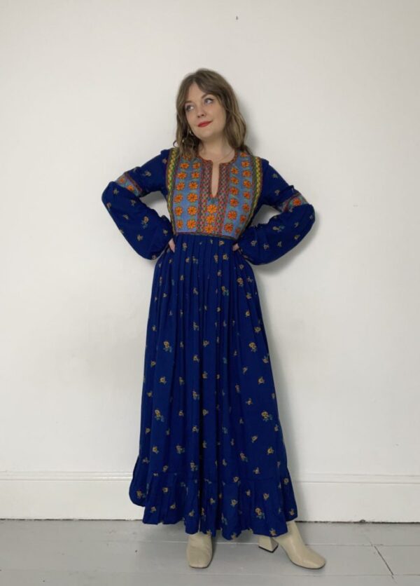 Embroidered 70s Afghan Maxi Dress UK Size 8-10