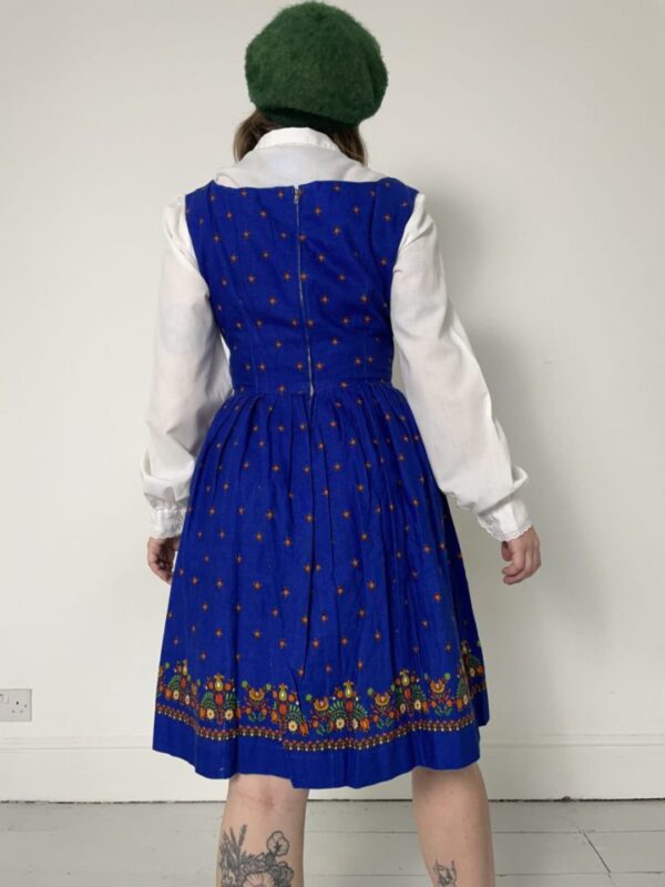 Royal Blue Sleeveless Cotton Dirndl Dress UK Size 10 - Image 6
