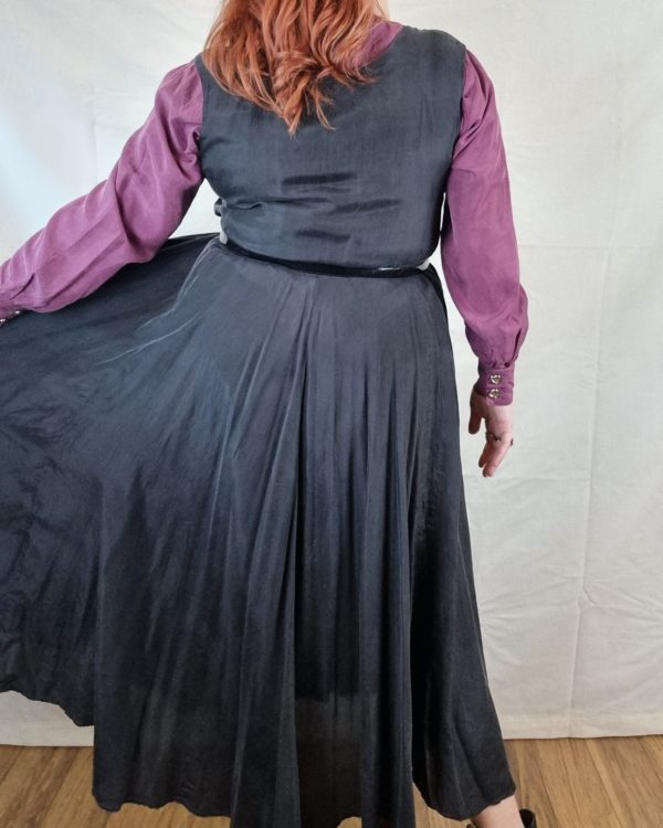 Black Full Skirt Silk Midi Dress UK Size 18-20 3
