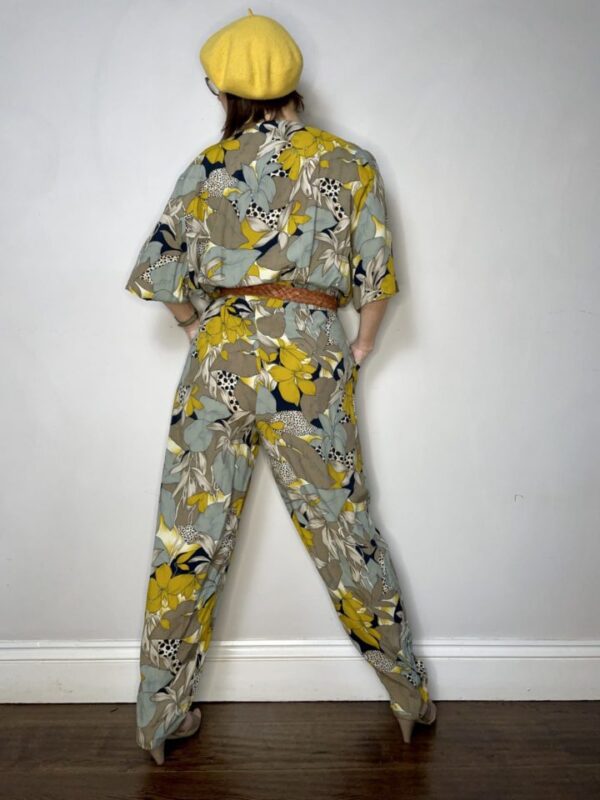 Tropical Print Button Front Jumpsuit UK 12-14 - Image 2