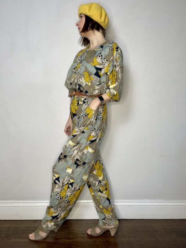 Tropical Print Button Front Jumpsuit UK 12-14 - Image 3
