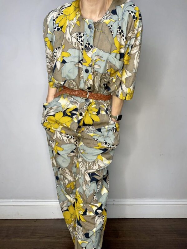 Tropical Print Button Front Jumpsuit UK 12-14 - Image 4