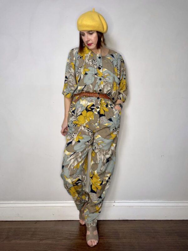 Tropical Print Button Front Jumpsuit UK 12-14 - Image 5
