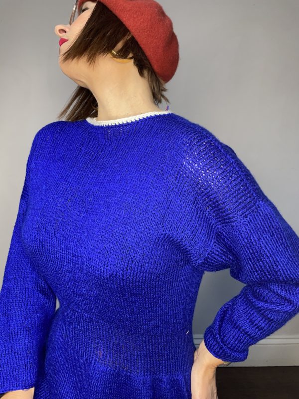Royal Blue Fair Isle Knitted Dress UK 12-14 4