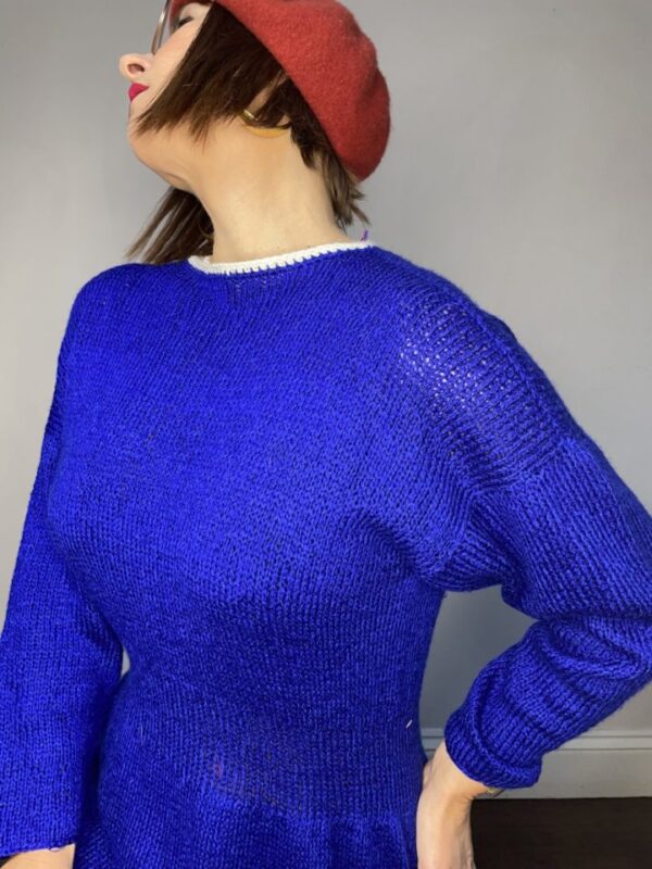 Royal Blue Fair Isle Knitted Dress UK 12-14 - Image 4