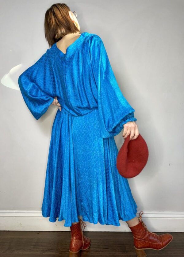 Sky Blue 80s Batwing Dress UK 12-18 - Image 5