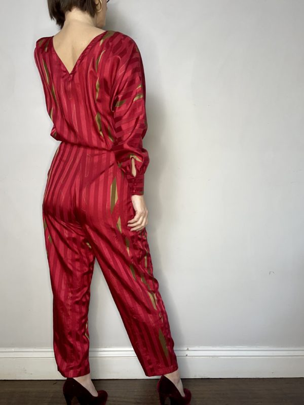 Red and Gold Striped Asymmetric Jumpsuit UK 10-12 7
