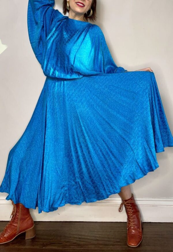 Sky Blue 80s Batwing Dress UK 12-18