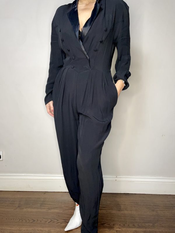 Black Tux Style Tailored Jumpsuit UK 10-12 3
