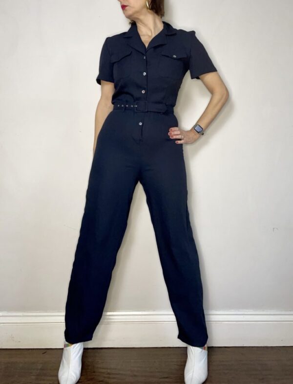 Navy Blue Tailored Jumpsuit UK 8-10 - Image 2