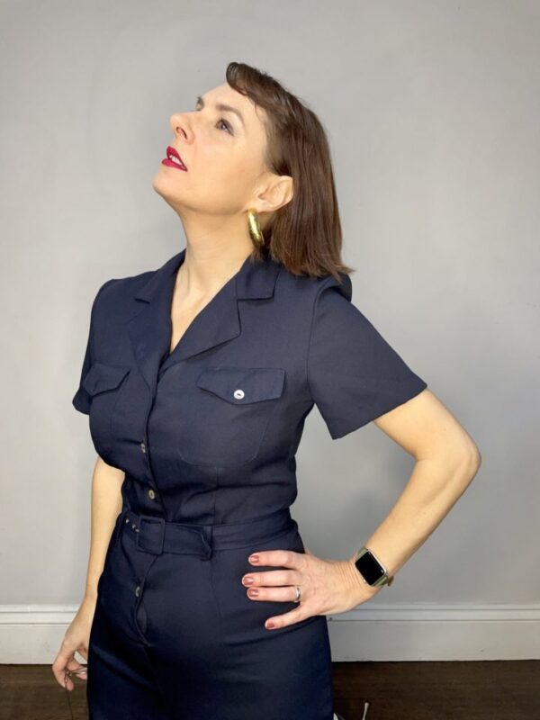 Navy Blue Tailored Jumpsuit UK 8-10 - Image 3