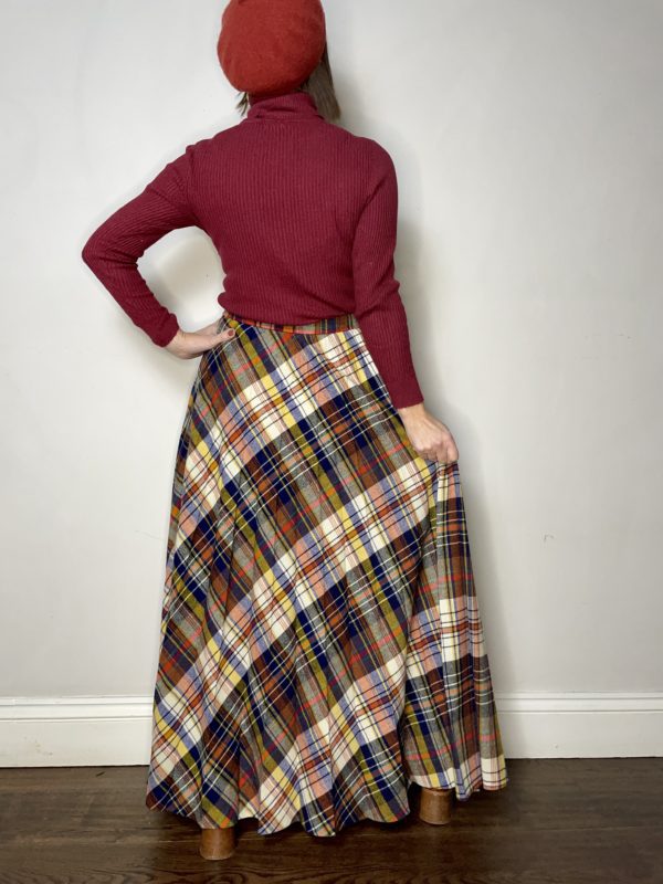 Tartan Pleated Maxi Skirt UK 10 6
