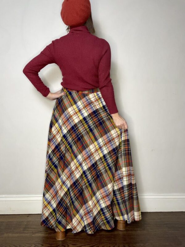 Tartan Pleated Maxi Skirt UK 10 - Image 6