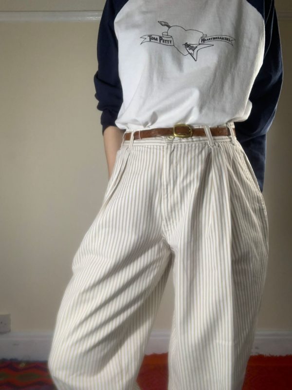 Light Brown Stripy Trousers UK 10-12 1