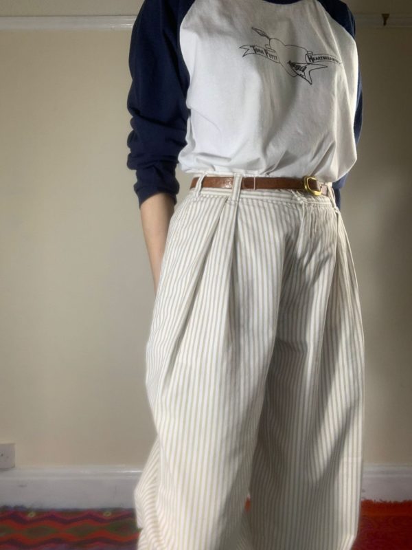 Light Brown Stripy Trousers UK 10-12 3