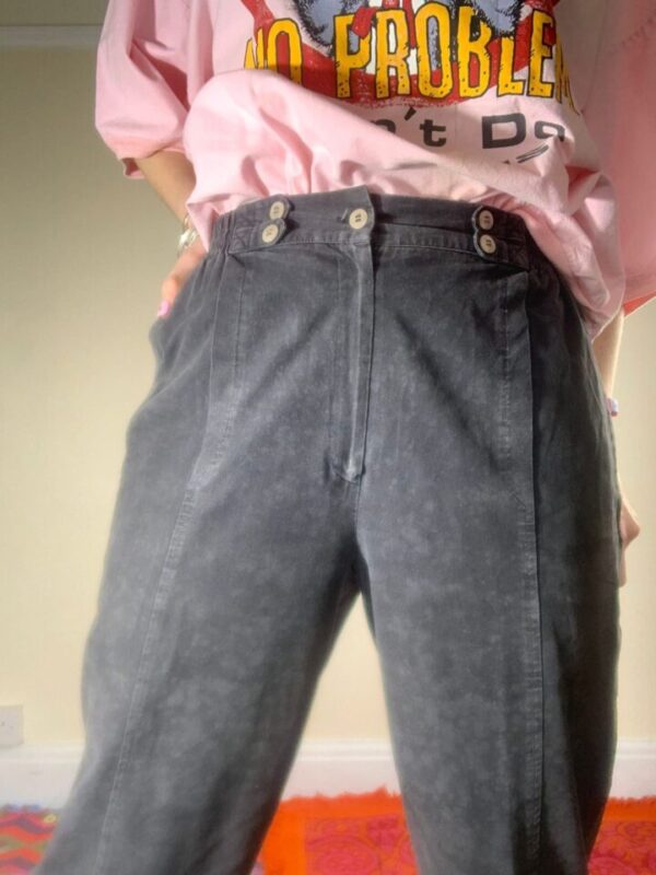 Black Cropped Elasticated Trousers UK 8-10 - Image 3