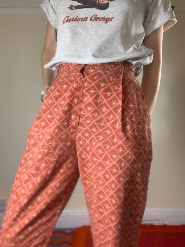Red Star Patterned Trousers UK 8-10 2