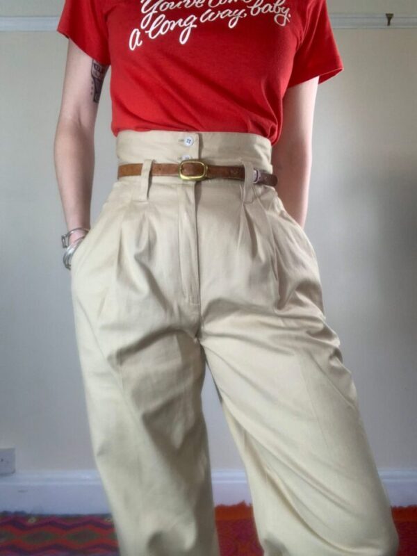 Beige Super High Waisted Trousers UK 8-10