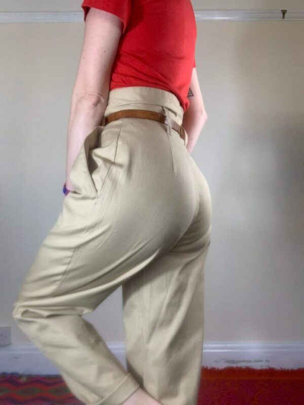 Beige Super High Waisted Trousers UK 8-10 - Image 3