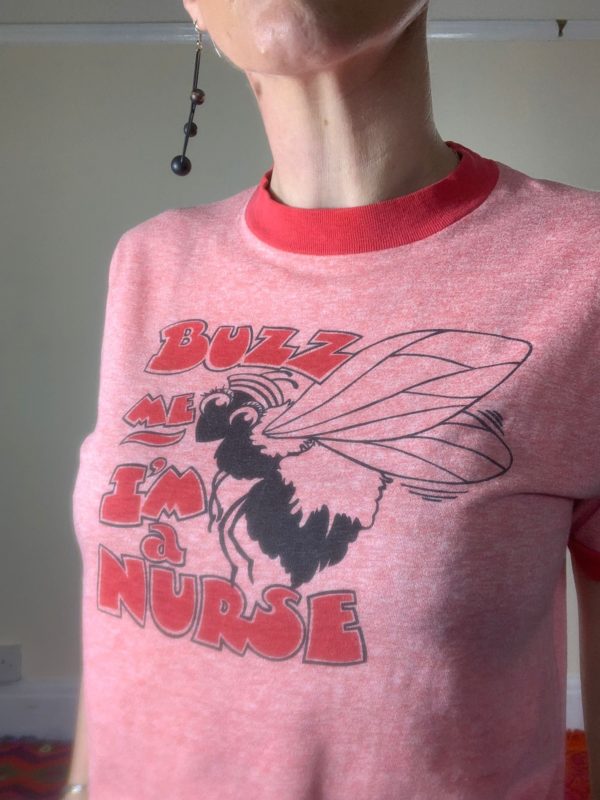 'Buzz Me I'm A Nurse' Ringer Tee UK 10 2