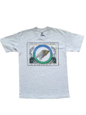 The way to a man's heart is through his fly Vintage Fishing T-Shirt Large  - Rhubarb Jumble