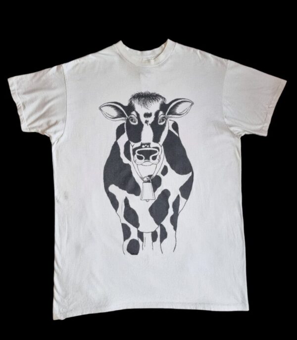 Black and White Oversized Cow Tee XXL