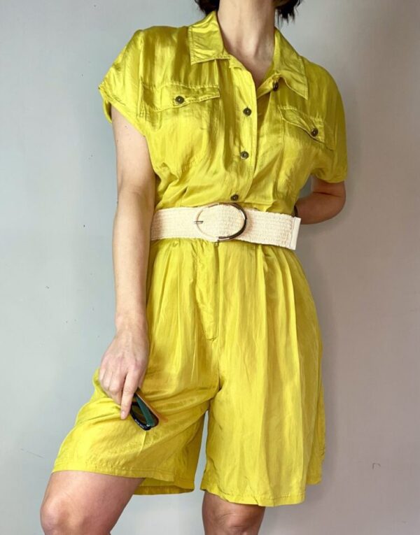 Chartreuse Silk Playsuit UK 10