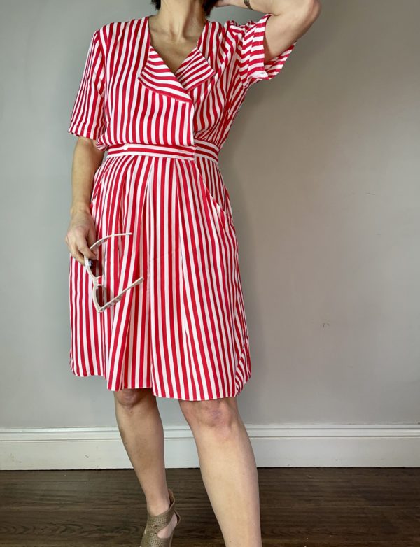 Red and White Striped Playsuit UK 10-12 7