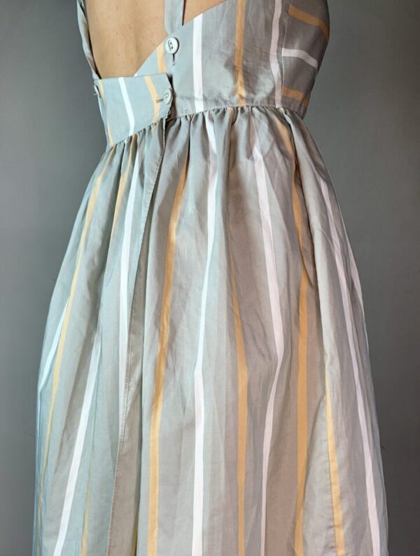 Lovely Grey and Yellow Striped Dress Button Detail Dress UK 12 - Image 3