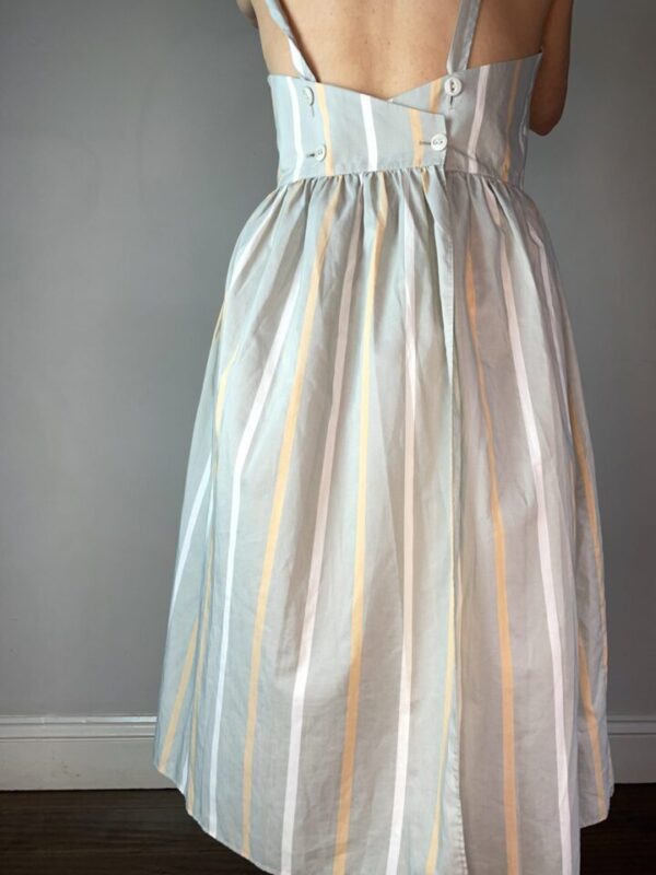 Lovely Grey and Yellow Striped Dress Button Detail Dress UK 12