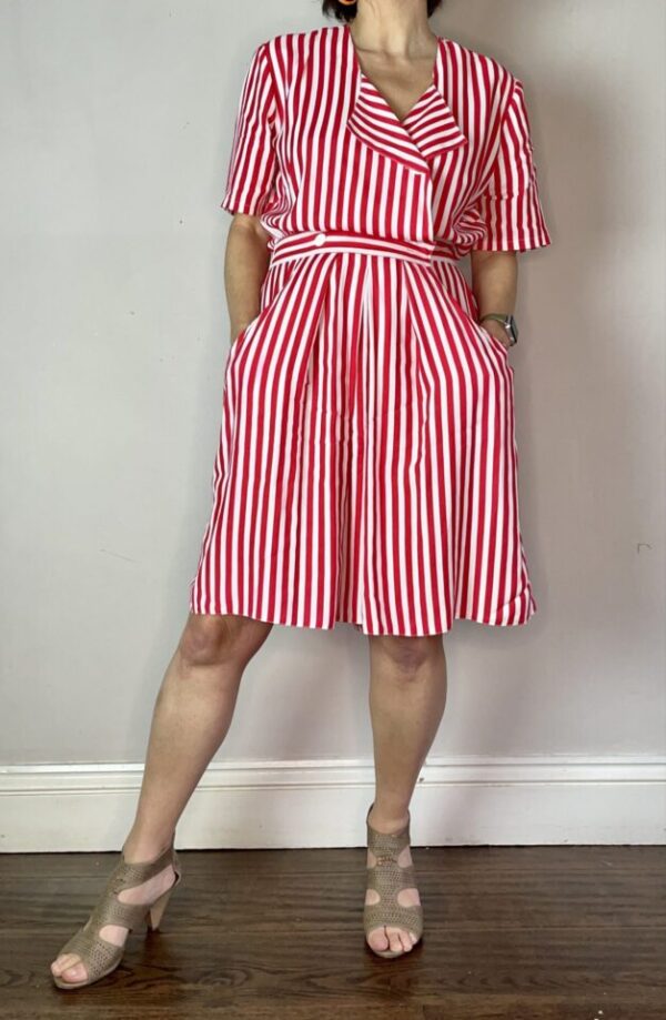 Red and White Striped Playsuit UK 10-12 - Image 4