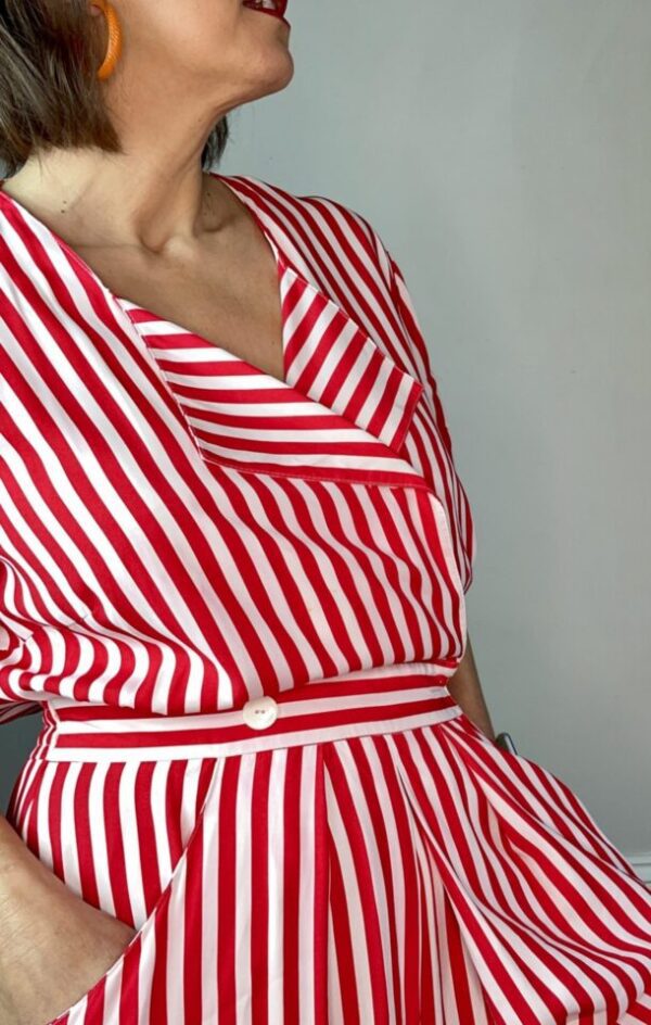 Red and White Striped Playsuit UK 10-12 - Image 6