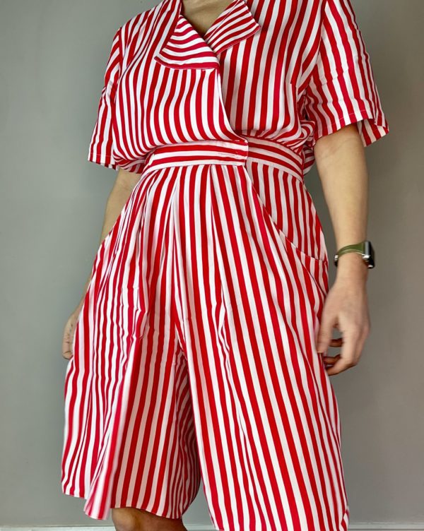 Red and White Striped Playsuit UK 10-12 3