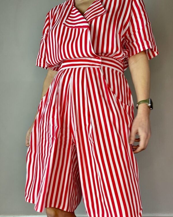 Red and White Striped Playsuit UK 10-12 - Image 3
