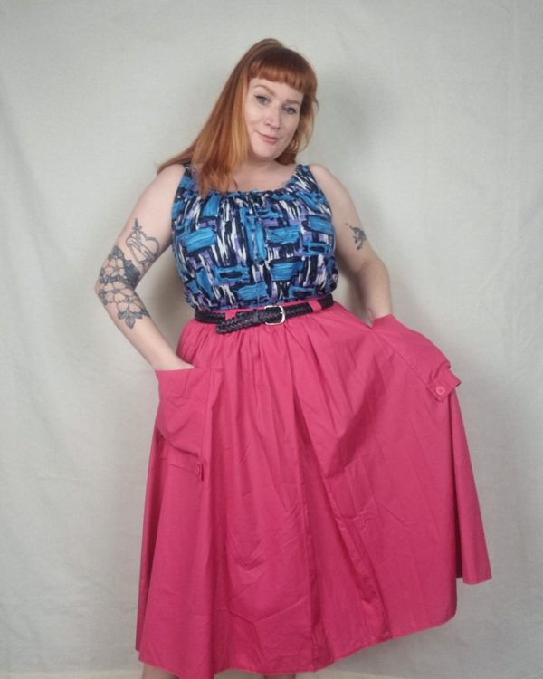 Hot Pink High Waisted Skirt UK 16 3