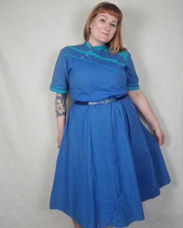 Blue and Turquoise Cotton Dress UK 16-18 3