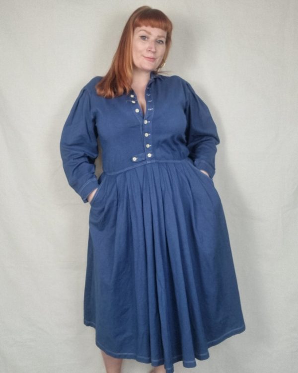 Blue Jersey Button Front Dress UK 18-20 2