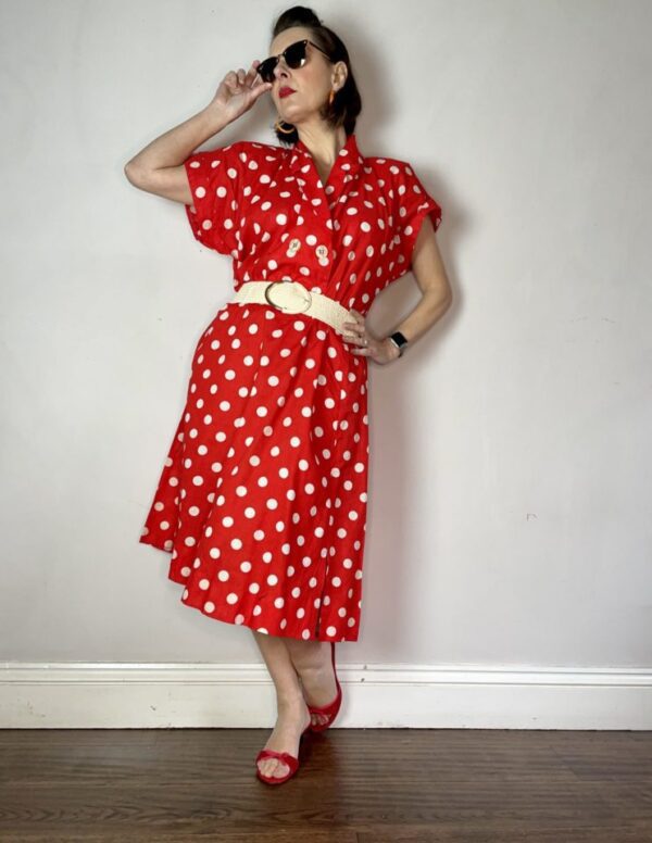 Red Polka Dot Summer Dress UK 18-22 - Image 2