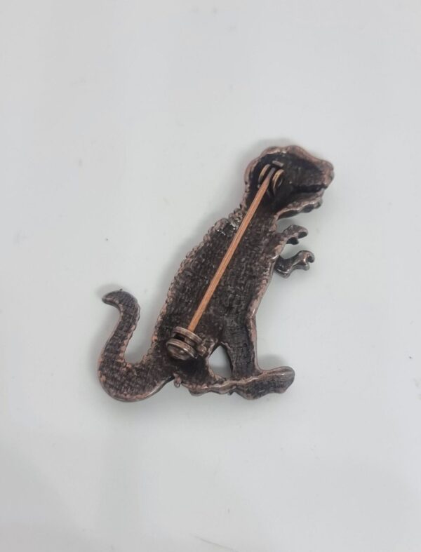 Vintage copper toned T Rex brooch 2