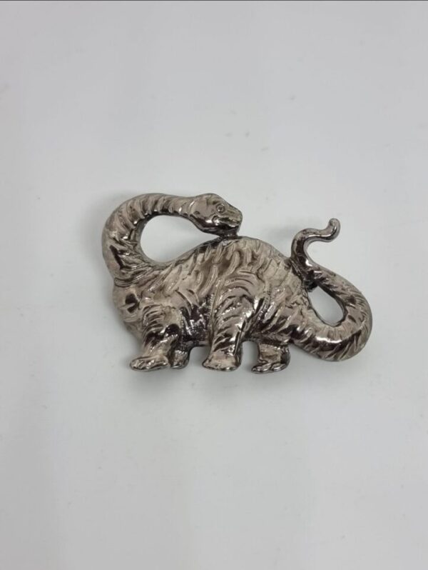 Vintage silver toned Brontosaurus brooch