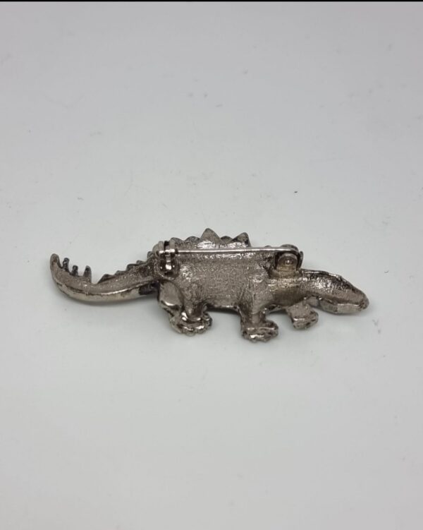Vintage silver toned Stegosaurus brooch 2