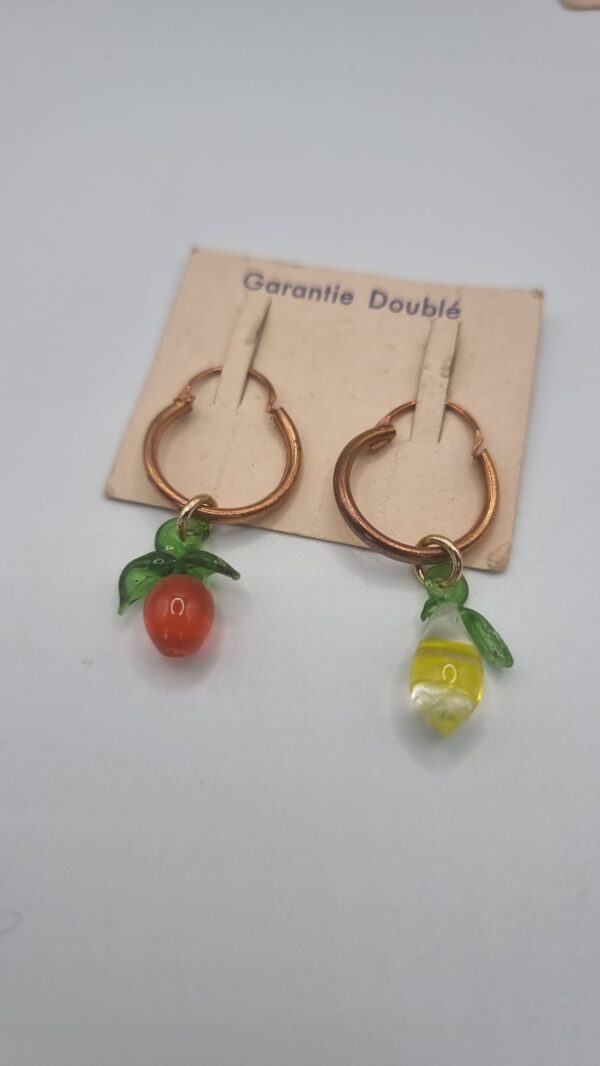 Vintage glass orange and lemon charm earrings 2