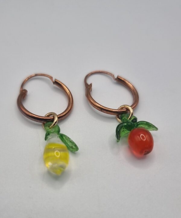 Vintage glass orange and lemon charm earrings 1