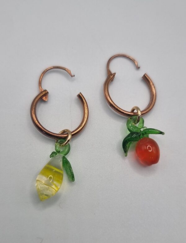 Vintage glass orange and lemon charm earrings 3